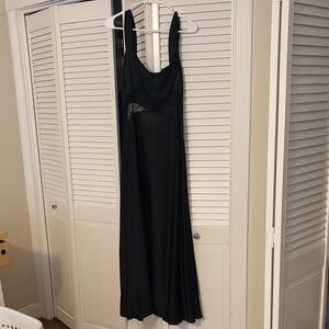 Black Floor Length Satin Dress